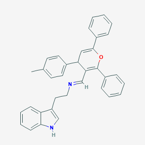 2-(1H-indol-3-yl)-N-{(E)-[4-(4-methylphenyl)-2,6-diphenyl-4H-pyran-3-yl]methylidene}ethanamine