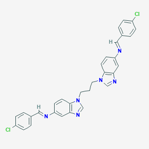 molecular formula C31H24Cl2N6 B378493 N-(4-chlorobenzylidene)-N-[1-(3-{5-[(4-chlorobenzylidene)amino]-1H-benzimidazol-1-yl}propyl)-1H-benzimidazol-5-yl]amine 