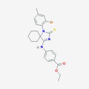 Ethyl 4-{[1-(2-bromo-4-methylphenyl)-2-thioxo-1,3-diazaspiro[4.5]dec-4-ylidene]amino}benzoate