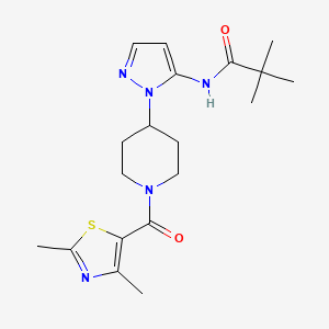 molecular formula C19H27N5O2S B3784989 N-(1-{1-[(2,4-dimethyl-1,3-thiazol-5-yl)carbonyl]-4-piperidinyl}-1H-pyrazol-5-yl)-2,2-dimethylpropanamide 