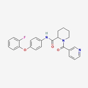 molecular formula C24H22FN3O3 B3785028 N-[4-(2-fluorophenoxy)phenyl]-1-(3-pyridinylcarbonyl)-2-piperidinecarboxamide 