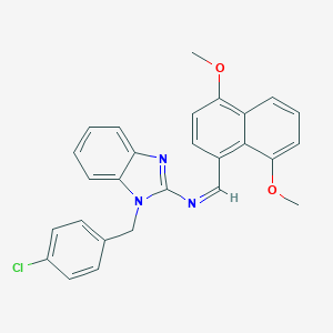 molecular formula C27H22ClN3O2 B378503 N-[1-(4-chlorobenzyl)-1H-benzimidazol-2-yl]-N-[(4,8-dimethoxy-1-naphthyl)methylene]amine 