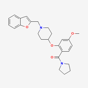 molecular formula C26H30N2O4 B3785051 1-(1-benzofuran-2-ylmethyl)-4-[5-methoxy-2-(1-pyrrolidinylcarbonyl)phenoxy]piperidine 