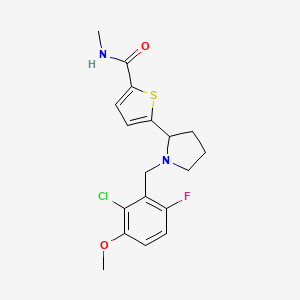 molecular formula C18H20ClFN2O2S B3785119 5-[1-(2-chloro-6-fluoro-3-methoxybenzyl)-2-pyrrolidinyl]-N-methyl-2-thiophenecarboxamide 