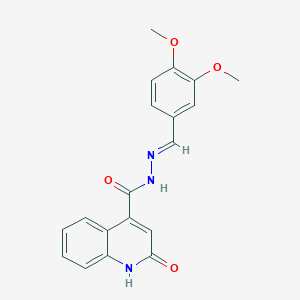 molecular formula C19H17N3O4 B378515 N'-(3,4-dimethoxybenzylidene)-2-hydroxy-4-quinolinecarbohydrazide 