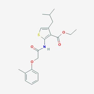 molecular formula C20H25NO4S B378519 Ethyl 4-isobutyl-2-{[(2-methylphenoxy)acetyl]amino}-3-thiophenecarboxylate 