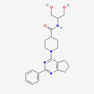 molecular formula C22H28N4O3 B3785273 N-[2-hydroxy-1-(hydroxymethyl)ethyl]-1-(2-phenyl-6,7-dihydro-5H-cyclopenta[d]pyrimidin-4-yl)piperidine-4-carboxamide 