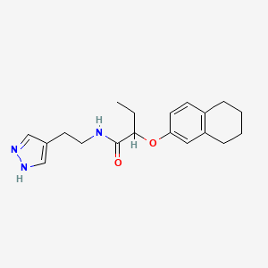 molecular formula C19H25N3O2 B3785342 N-[2-(1H-pyrazol-4-yl)ethyl]-2-(5,6,7,8-tetrahydronaphthalen-2-yloxy)butanamide 