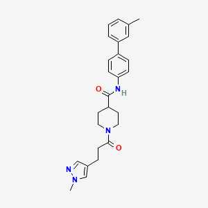 molecular formula C26H30N4O2 B3785346 N-(3'-methyl-4-biphenylyl)-1-[3-(1-methyl-1H-pyrazol-4-yl)propanoyl]-4-piperidinecarboxamide 
