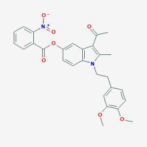 molecular formula C28H26N2O7 B378536 3-acetyl-1-[2-(3,4-dimethoxyphenyl)ethyl]-2-methyl-1H-indol-5-yl 2-nitrobenzoate CAS No. 312528-62-4