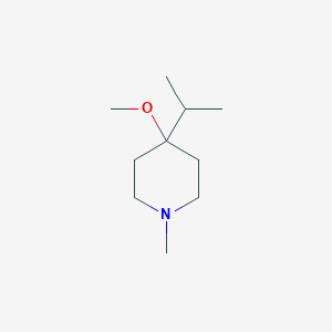 molecular formula C10H21NO B037854 Piperidine, 4-methoxy-1-methyl-4-(1-methylethyl)-(9CI) CAS No. 113728-97-5