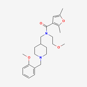 molecular formula C24H34N2O4 B3785502 N-{[1-(2-methoxybenzyl)-4-piperidinyl]methyl}-N-(2-methoxyethyl)-2,5-dimethyl-3-furamide 