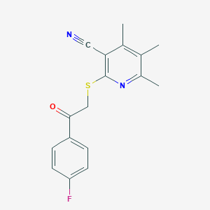 molecular formula C17H15FN2OS B378552 2-{[2-(4-Fluorophenyl)-2-oxoethyl]sulfanyl}-4,5,6-trimethylnicotinonitrile CAS No. 303017-47-2