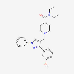 molecular formula C27H34N4O2 B3785528 N,N-diethyl-1-{[3-(3-methoxyphenyl)-1-phenyl-1H-pyrazol-4-yl]methyl}-4-piperidinecarboxamide 