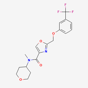 molecular formula C18H19F3N2O4 B3785570 N-methyl-N-(tetrahydro-2H-pyran-4-yl)-2-{[3-(trifluoromethyl)phenoxy]methyl}-1,3-oxazole-4-carboxamide 