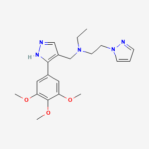 molecular formula C20H27N5O3 B3785715 N-ethyl-2-pyrazol-1-yl-N-[[5-(3,4,5-trimethoxyphenyl)-1H-pyrazol-4-yl]methyl]ethanamine 