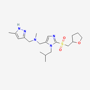 molecular formula C19H31N5O3S B3785856 N-methyl-N-[[3-(2-methylpropyl)-2-(oxolan-2-ylmethylsulfonyl)imidazol-4-yl]methyl]-1-(5-methyl-1H-pyrazol-3-yl)methanamine 