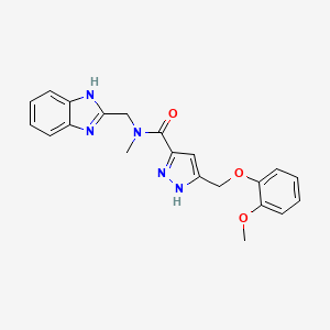 molecular formula C21H21N5O3 B3785887 N-(1H-benzimidazol-2-ylmethyl)-5-[(2-methoxyphenoxy)methyl]-N-methyl-1H-pyrazole-3-carboxamide 