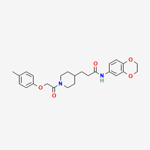 molecular formula C25H30N2O5 B3786001 N-(2,3-dihydro-1,4-benzodioxin-6-yl)-3-{1-[(4-methylphenoxy)acetyl]-4-piperidinyl}propanamide 