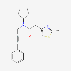 molecular formula C20H22N2OS B3786011 N-cyclopentyl-2-(2-methyl-1,3-thiazol-4-yl)-N-(3-phenylprop-2-yn-1-yl)acetamide 