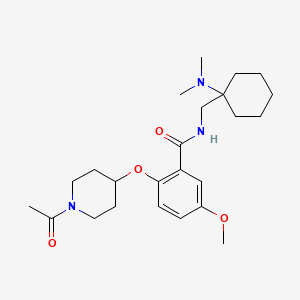 molecular formula C24H37N3O4 B3786050 2-[(1-acetyl-4-piperidinyl)oxy]-N-{[1-(dimethylamino)cyclohexyl]methyl}-5-methoxybenzamide 