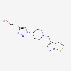 molecular formula C16H22N6OS B3786056 2-(1-{1-[(6-methylimidazo[2,1-b][1,3]thiazol-5-yl)methyl]-4-piperidinyl}-1H-1,2,3-triazol-4-yl)ethanol 