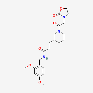 molecular formula C22H31N3O6 B3786145 N-(2,4-dimethoxybenzyl)-3-{1-[(2-oxo-1,3-oxazolidin-3-yl)acetyl]-3-piperidinyl}propanamide 