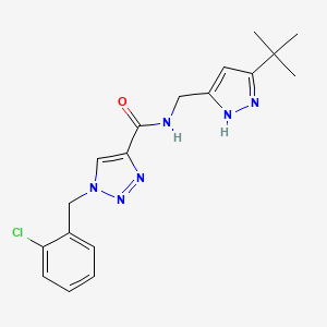 molecular formula C18H21ClN6O B3786209 N-[(5-tert-butyl-1H-pyrazol-3-yl)methyl]-1-(2-chlorobenzyl)-1H-1,2,3-triazole-4-carboxamide 