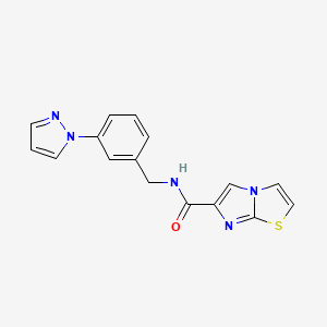 molecular formula C16H13N5OS B3786216 N-[3-(1H-pyrazol-1-yl)benzyl]imidazo[2,1-b][1,3]thiazole-6-carboxamide 