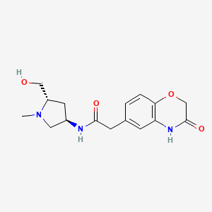 molecular formula C16H21N3O4 B3786256 N-[(3R,5S)-5-(hydroxymethyl)-1-methylpyrrolidin-3-yl]-2-(3-oxo-3,4-dihydro-2H-1,4-benzoxazin-6-yl)acetamide 