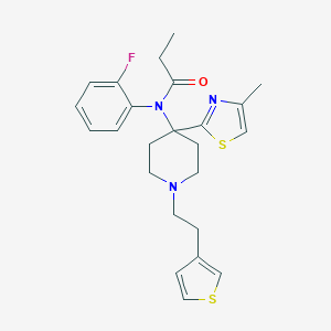 molecular formula C24H28FN3OS2 B037863 1-(2-(1H-Pyrazol-1-yl)ethyl)-4-(4-methylthiazol-2-yl)-4-(N-phenylpropionamide)piperidine CAS No. 120072-08-4