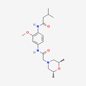 molecular formula C20H31N3O4 B3786440 N-[4-({[(2R*,6S*)-2,6-dimethylmorpholin-4-yl]acetyl}amino)-2-methoxyphenyl]-3-methylbutanamide 