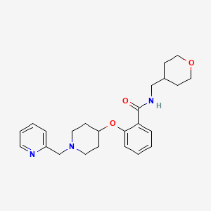 molecular formula C24H31N3O3 B3786450 2-{[1-(2-pyridinylmethyl)-4-piperidinyl]oxy}-N-(tetrahydro-2H-pyran-4-ylmethyl)benzamide 