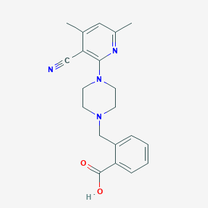 molecular formula C20H22N4O2 B3786603 2-{[4-(3-cyano-4,6-dimethylpyridin-2-yl)piperazin-1-yl]methyl}benzoic acid 