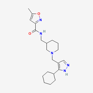 molecular formula C21H31N5O2 B3786751 N-[[1-[(5-cyclohexyl-1H-pyrazol-4-yl)methyl]piperidin-3-yl]methyl]-5-methyl-1,2-oxazole-3-carboxamide 