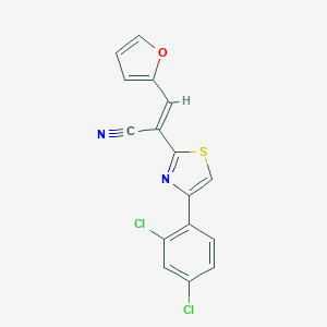 molecular formula C16H8Cl2N2OS B378678 (2E)-2-[4-(2,4-dichlorophenyl)-1,3-thiazol-2-yl]-3-(furan-2-yl)prop-2-enenitrile 