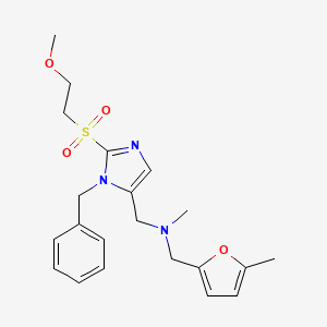 molecular formula C21H27N3O4S B3786806 N-[[3-benzyl-2-(2-methoxyethylsulfonyl)imidazol-4-yl]methyl]-N-methyl-1-(5-methylfuran-2-yl)methanamine 