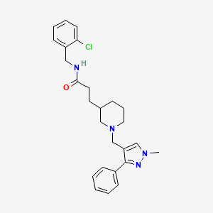 molecular formula C26H31ClN4O B3786848 N-(2-chlorobenzyl)-3-{1-[(1-methyl-3-phenyl-1H-pyrazol-4-yl)methyl]-3-piperidinyl}propanamide 