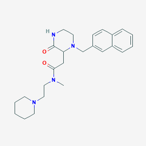 molecular formula C25H34N4O2 B3786883 N-methyl-2-[1-(2-naphthylmethyl)-3-oxo-2-piperazinyl]-N-[2-(1-piperidinyl)ethyl]acetamide 
