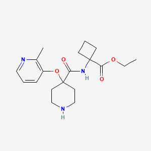 molecular formula C19H27N3O4 B3786950 ethyl 1-[({4-[(2-methylpyridin-3-yl)oxy]piperidin-4-yl}carbonyl)amino]cyclobutanecarboxylate 