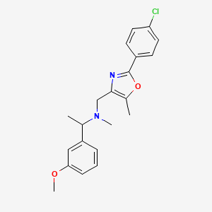 molecular formula C21H23ClN2O2 B3786987 N-{[2-(4-chlorophenyl)-5-methyl-1,3-oxazol-4-yl]methyl}-1-(3-methoxyphenyl)-N-methylethanamine 