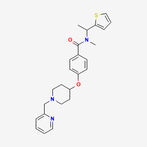 molecular formula C25H29N3O2S B3787045 N-methyl-4-{[1-(2-pyridinylmethyl)-4-piperidinyl]oxy}-N-[1-(2-thienyl)ethyl]benzamide 