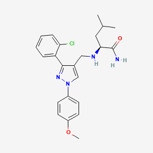 molecular formula C23H27ClN4O2 B3787155 N~2~-{[3-(2-chlorophenyl)-1-(4-methoxyphenyl)-1H-pyrazol-4-yl]methyl}-L-leucinamide 