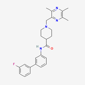 molecular formula C26H29FN4O B3787333 N-(3'-fluoro-3-biphenylyl)-1-[(3,5,6-trimethyl-2-pyrazinyl)methyl]-4-piperidinecarboxamide 