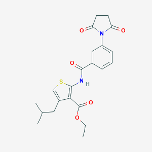 molecular formula C22H24N2O5S B378737 ethyl 2-[3-(2,5-dioxopyrrolidin-1-yl)benzamido]-4-(2-methylpropyl)thiophene-3-carboxylate CAS No. 312940-24-2