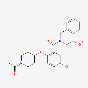 molecular formula C23H27ClN2O4 B3787452 2-[(1-acetyl-4-piperidinyl)oxy]-N-benzyl-5-chloro-N-(2-hydroxyethyl)benzamide 