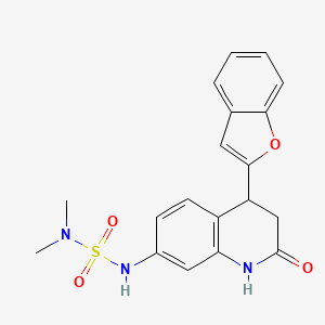 molecular formula C19H19N3O4S B3787490 N'-[4-(1-benzofuran-2-yl)-2-oxo-1,2,3,4-tetrahydroquinolin-7-yl]-N,N-dimethylsulfamide 
