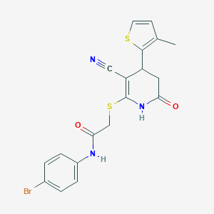 molecular formula C19H16BrN3O2S2 B378759 N-(4-bromophenyl)-2-[[5-cyano-4-(3-methylthiophen-2-yl)-2-oxo-3,4-dihydro-1H-pyridin-6-yl]sulfanyl]acetamide CAS No. 332051-39-5
