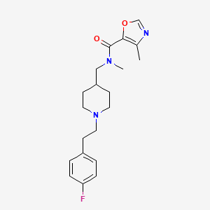 molecular formula C20H26FN3O2 B3787602 N-[[1-[2-(4-fluorophenyl)ethyl]piperidin-4-yl]methyl]-N,4-dimethyl-1,3-oxazole-5-carboxamide 