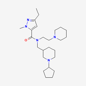 molecular formula C25H43N5O B3787644 N-[(1-cyclopentyl-3-piperidinyl)methyl]-3-ethyl-1-methyl-N-[2-(1-piperidinyl)ethyl]-1H-pyrazole-5-carboxamide 